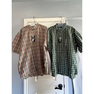 R&R Casual Plaid Shirt Men's XXL Button Down Short Sleeve Cotton NWT Lot of 2